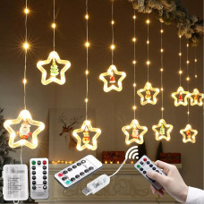 Сяюча краса: Гірлянда Штора SFK-24 зірки з іграшкою для вашого святкового настрою Сяюча краса: Гірлянда Штора SFK-24 зірки з іграшкою для вашого святкового настрою